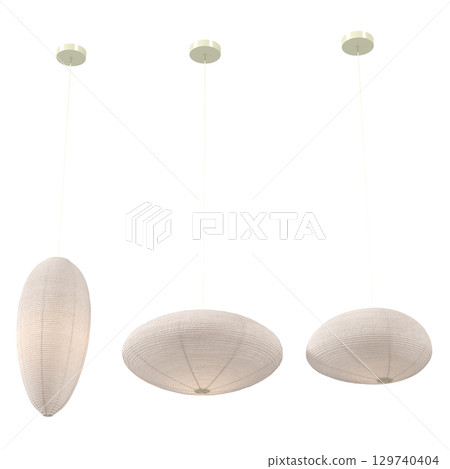 chandelier on the ceiling isolated on transparent background, hanging lamp, pendant light, 3D illustration, cg render 129740404