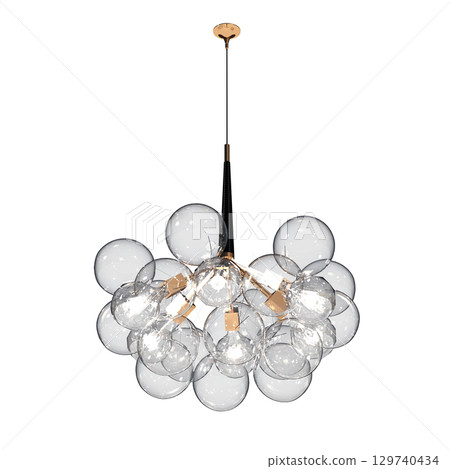 chandelier on the ceiling isolated on transparent background, hanging lamp, pendant light, 3D illustration, cg render chandelier on the ceiling isolated on transparent background, hanging lamp, pendant light, 3D illustration, cg render 129740434