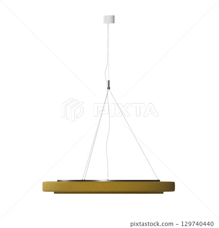 chandelier on the ceiling isolated on transparent background, hanging lamp, pendant light, 3D illustration, cg render 129740440