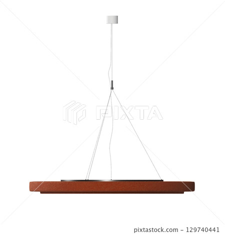 chandelier on the ceiling isolated on transparent background, hanging lamp, pendant light, 3D illustration, cg render 129740441