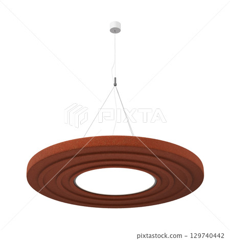 chandelier on the ceiling isolated on transparent background, hanging lamp, pendant light, 3D illustration, cg render 129740442