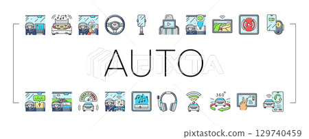 auto tainment infotainment icons set vector auto tainment infotainment icons set vector 129740459