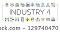industry 4.0 automation robotics icons set vector 129740470