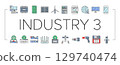 industry 3.0 cybernetics sensors icons set vector 129740474