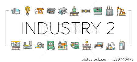 industry 2.0 automation robotics icons set vector 129740475