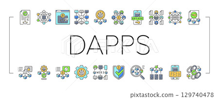 decentralized applications dapps icons set vector 129740478