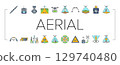 unmanned aerial vehicle drone uav icons set vector 129740480