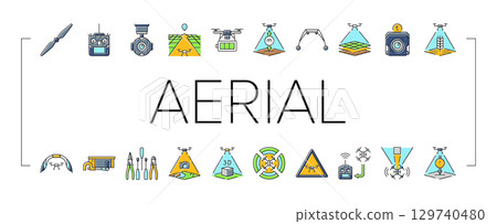 unmanned aerial vehicle drone uav icons set vector unmanned aerial vehicle drone uav icons set vector 129740480
