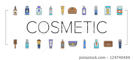 men cosmetic grooming skincare icons set vector 129740489