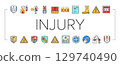 injury prevention safety icons set vector 129740490