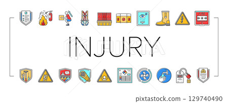 injury prevention safety icons set vector injury prevention safety icons set vector 129740490