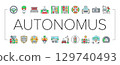 autonomous vehicle self driving icons set vector 129740493