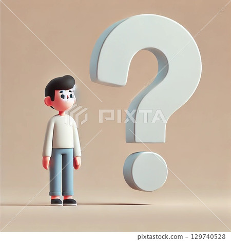Illustration of a man with a question mark floating in his mind 129740528