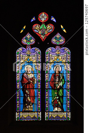 Stained glass window at Church Saint-Sacerdos in Sarlat-la-Caneda, France Stained glass window at Church Saint-Sacerdos in Sarlat-la-Caneda, France 129740697