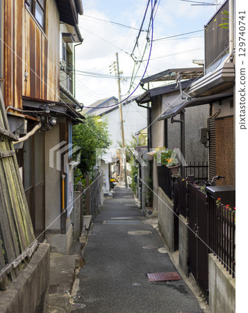 Streets and alleys of an old residential area 129740741