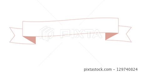 帶有簡單粉紅色框架和柔和曲線的白色絲帶插圖 129740824