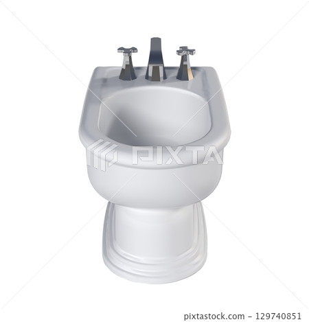 Lavatory pan isolated on a transparent background, bidet, 3D illustration, and CG render 129740851
