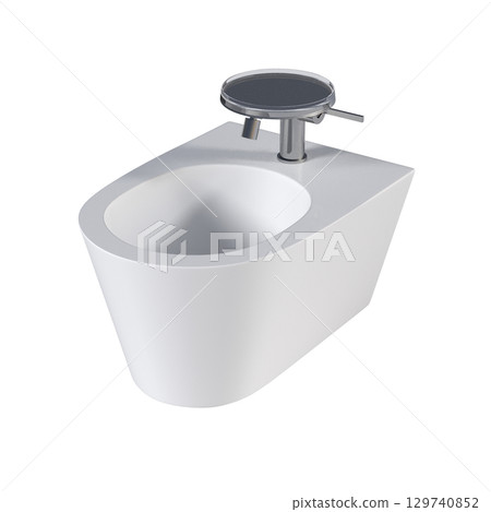 Lavatory pan isolated on a transparent background, bidet, 3D illustration, and CG render 129740852