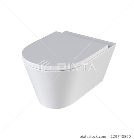Lavatory pan isolated on a transparent background, bidet, 3D illustration, and CG render 129740860