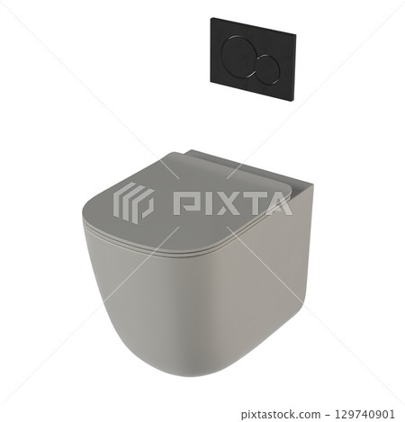 Lavatory pan isolated on a transparent background, bidet, 3D illustration, and CG render 129740901