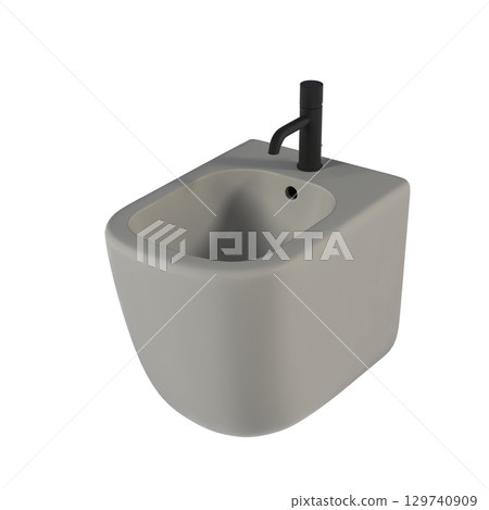 Lavatory pan isolated on a transparent background, bidet, 3D illustration, and CG render Lavatory pan isolated on a transparent background, bidet, 3D illustration, and CG render 129740909
