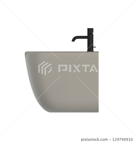 Lavatory pan isolated on a transparent background, bidet, 3D illustration, and CG render Lavatory pan isolated on a transparent background, bidet, 3D illustration, and CG render 129740910