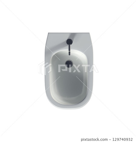 Lavatory pan isolated on a transparent background, bidet, 3D illustration, and CG render Lavatory pan isolated on a transparent background, bidet, 3D illustration, and CG render 129740932