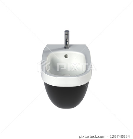 Lavatory pan isolated on a transparent background, bidet, 3D illustration, and CG render Lavatory pan isolated on a transparent background, bidet, 3D illustration, and CG render 129740934