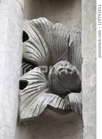Intricate stone carvings at Notre-Dame de Chartres Cathedral in France showcase historical artistry 129741011