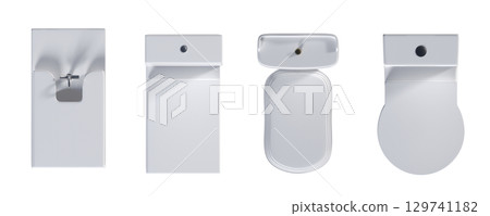 Lavatory pan isolated on a transparent background, bidet, 3D illustration, and CG render 129741182