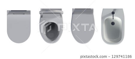 Lavatory pan isolated on a transparent background, bidet, 3D illustration, and CG render Lavatory pan isolated on a transparent background, bidet, 3D illustration, and CG render 129741186