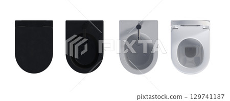 Lavatory pan isolated on a transparent background, bidet, 3D illustration, and CG render 129741187