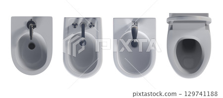 Lavatory pan isolated on a transparent background, bidet, 3D illustration, and CG render Lavatory pan isolated on a transparent background, bidet, 3D illustration, and CG render 129741188