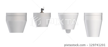 Lavatory pan isolated on a transparent background, bidet, 3D illustration, and CG render Lavatory pan isolated on a transparent background, bidet, 3D illustration, and CG render 129741201