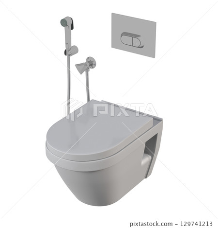 Lavatory pan isolated on a transparent background, bidet, 3D illustration, and CG render Lavatory pan isolated on a transparent background, bidet, 3D illustration, and CG render 129741213