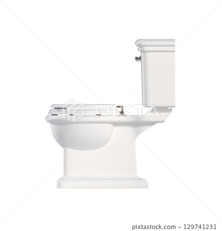 Lavatory pan isolated on a transparent background, bidet, 3D illustration, and CG render 129741231