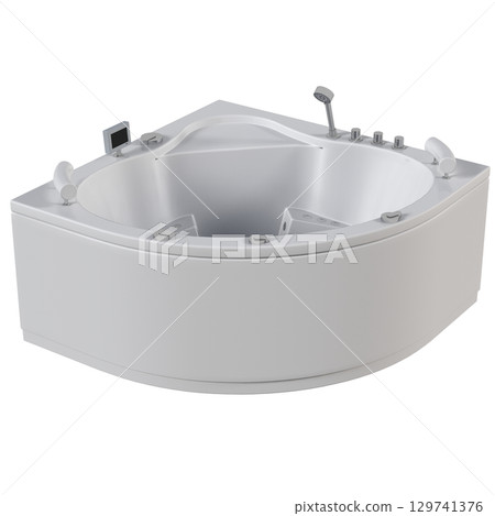 bathtub isolated on a transparent background, 3D illustration, and a CG render 129741376