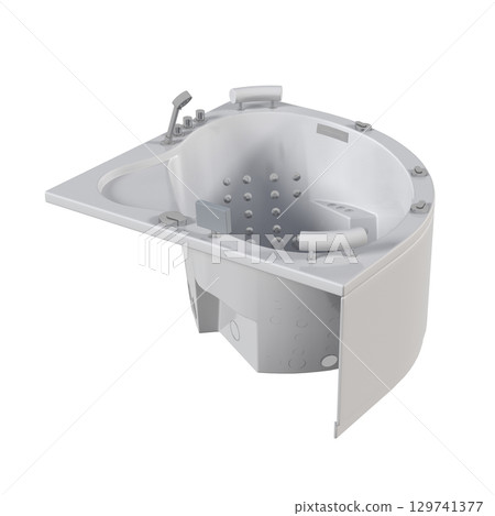 bathtub isolated on a transparent background, 3D illustration, and a CG render 129741377