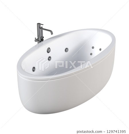bathtub isolated on a transparent background, 3D illustration, and a CG render 129741395