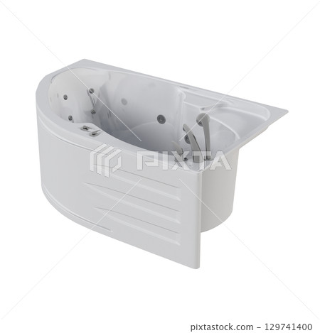 bathtub isolated on a transparent background, 3D illustration, and a CG render 129741400
