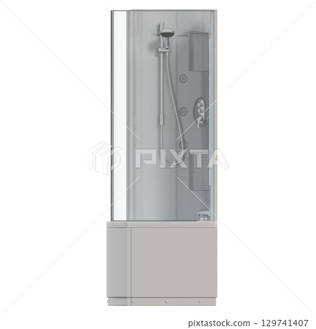 bathtub isolated on a transparent background, 3D illustration, and a CG render 129741407