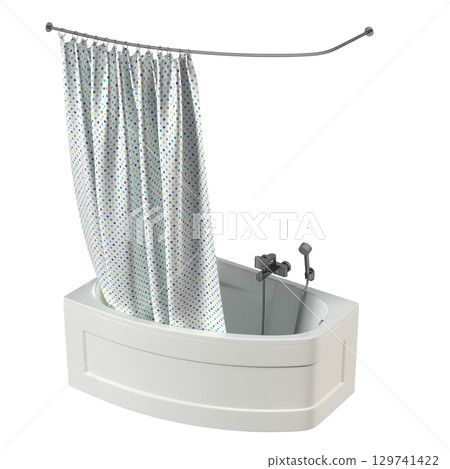 bathtub isolated on a transparent background, 3D illustration, and a CG render 129741422