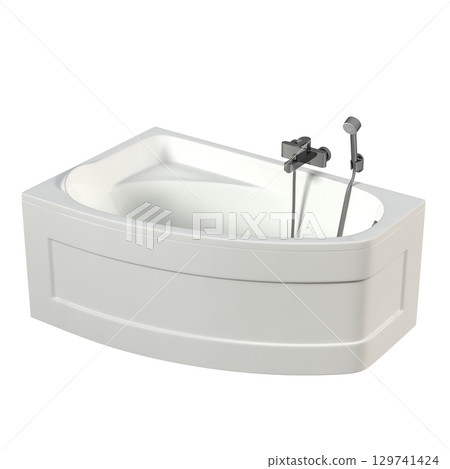 bathtub isolated on a transparent background, 3D illustration, and a CG render bathtub isolated on a transparent background, 3D illustration, and a CG render 129741424