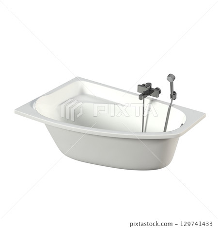 bathtub isolated on a transparent background, 3D illustration, and a CG render 129741433