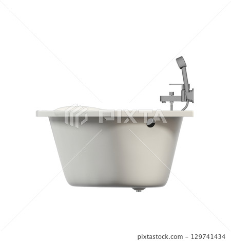 bathtub isolated on a transparent background, 3D illustration, and a CG render 129741434