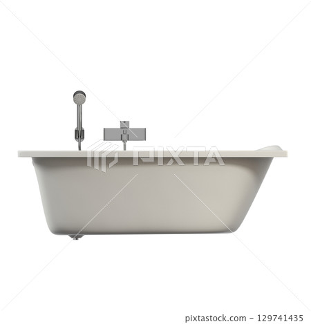 bathtub isolated on a transparent background, 3D illustration, and a CG render 129741435