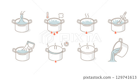nstruction How to Boiling Something in Cooking Pot. Boiled Steamed Water in Kitchen Saucepan. Cooking Instructions 129741613