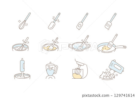 Instructions how to Mixing, Stirring, Whipping Different Cooking Ingredients in Mixing Bowl. Kitchen Guides Instructions how to Mixing, Stirring, Whipping Different Cooking Ingredients in Mixing Bowl. Kitchen Guides 129741614