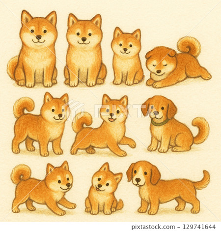 圖畫書風格狗插圖集 圖畫書風格狗插圖集 129741644