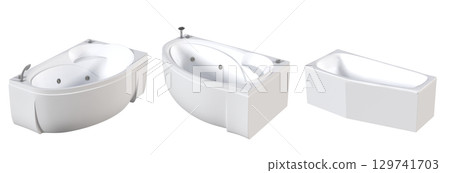 bathtub isolated on a transparent background, 3D illustration, and a CG render bathtub isolated on a transparent background, 3D illustration, and a CG render 129741703
